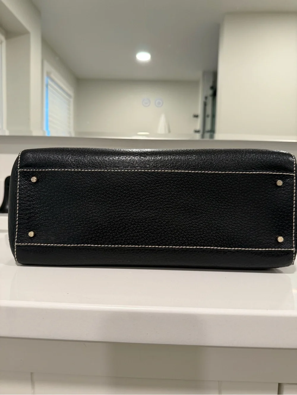 kate spade Black Pebbled Leather Tote with Gold Logo